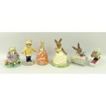 A group of four Royal Doulton figures from the Bunnykins range, comprising 'New Baby Bunnykins',