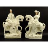 A pair of Victorian Staffordshire pottery flatback figures of 'Prince of Wales' and 'Princess',