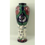 A Moorcroft baluster vase, tubelined decorated in the Charles Rennie Mackintosh Tribute pattern,