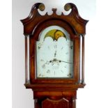 A George III oak cased long case clock, white painted dial, signed J.