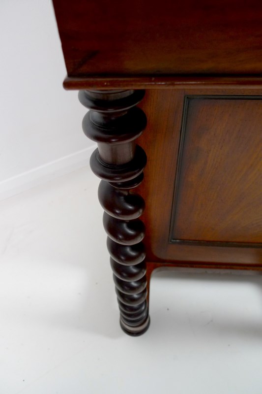 A Victorian mahogany Davenport desk, with barley twist supports brown leather slope, - Image 7 of 7
