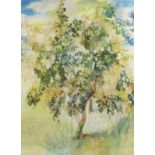 Susan Shaw: 'Plumtree', watercolour, signed lower left, with label verso,