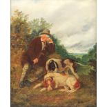 Sylvester Martin (1856-1906): a country gentleman with two dogs, oil on canvas,