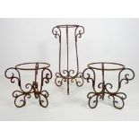 A pair of wrought iron garden jardiniere or pot stands, mid to late 20th century,