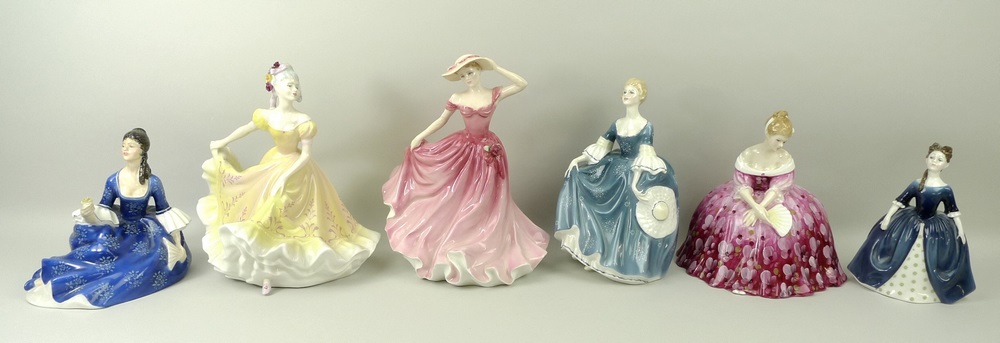 A group of six Royal Doulton ladies, comprising 'Ellen' HN3992, with certificate, 'Ninette' HN2379,