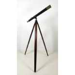 A telescope and tripod, Ross, London, number 22883, extending with rack and pinion, telescope 79cm,