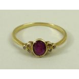 An 18k gold, ruby and diamond ring, circa 1910,