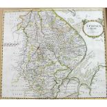 Robert Morden (British, 1650-1703): a map of Lincolnshire, hand coloured,