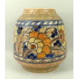 A Crown Ducal ribbed vase, by Charlotte Rhead, Byzantine design, no 180,