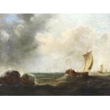 Dutch School (19th century): a seascape, with sailboats, oil on canvas,