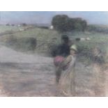 Fast Falls the Eventide, an early 20th century study of figures in a country lane,