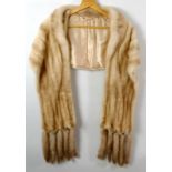 A topaz mink stole, lined with silk,