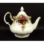 A Royal Albert part tea service, decorated in the Old Country Roses pattern, comprising a tea pot,