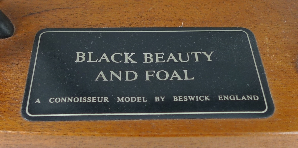 A Beswick figure of Black Beauty and foal, on a wooden base, 21cm, a gloss brown foal, - Image 2 of 2