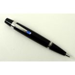 A Montblanc Boheme Bleu 25230 ballpoint pen, black resin with silver coloured fittings,