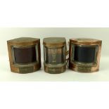 A set of three copper Simpson Lawrence ships lights,