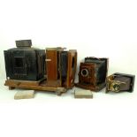 A mahogany and brass quarter plate camera, Thornton Pickard, Triple Imperial Extension,