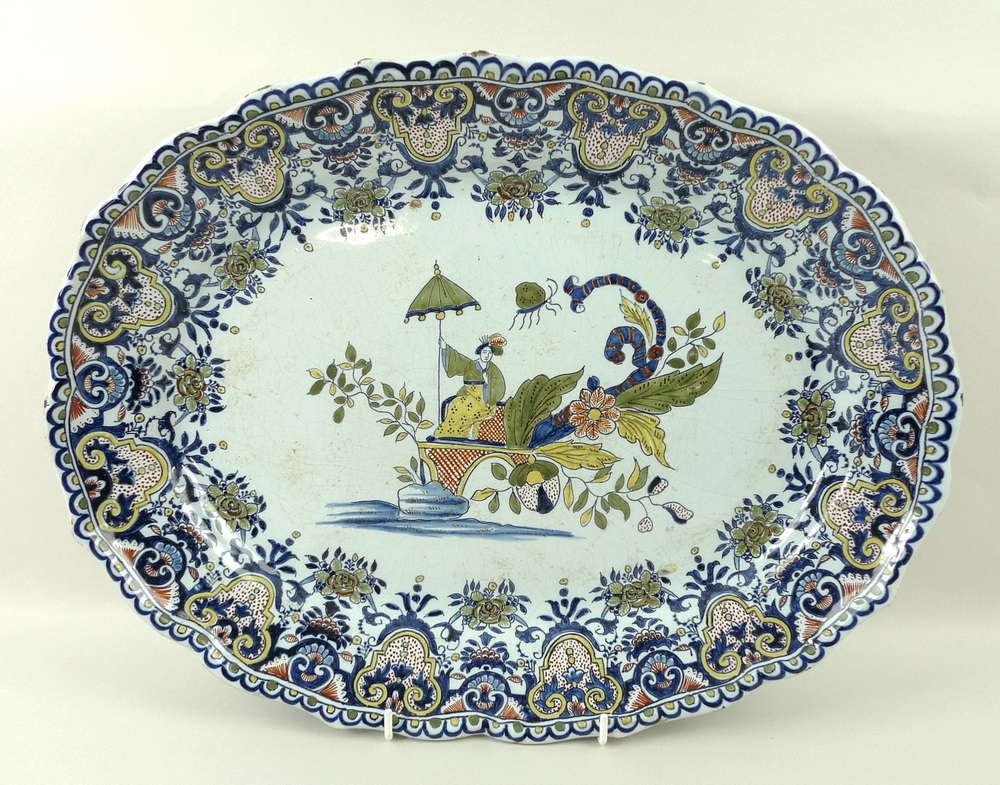 A Dutch Delftware polychrome server, 18th century,