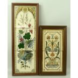 A set of three Victorian tiles, with underglaze decoration depicting a hanging basket,