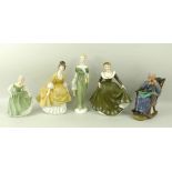 A collection of five Royal Doulton figurines, comprising 'A Stitch in Time', HN2352, 15cm,