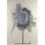 Skagerrak (Norwegian): 'Pedestal,' an abstract, mixed media with silver stencil on paper,