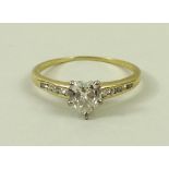 An 18ct gold and diamond solitaire ring, the heart shaped diamond approximately 1.