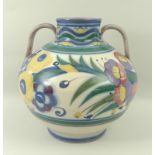 A Poole Pottery twin handled vase, circa 1920s / 1930s, by Carter Stabler Adams, in the Yo pattern,