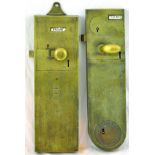 PAIR HEAVY BRASS TOILET LOCKS. PARKER WINDER & ACHURCH BIRMINGHAM & LOCKERBIE & WILKINSON/ TIPTON/