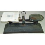 W & T AVERY LTD HEAVY CAST IRON SCALES. 11ins tall, 21ins long, BUY WATSON'S MATCHLESS CLEANSER