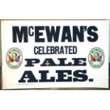 MCEWENS ADVERT. 18 by 11.5ins, MCEWENS/ CELEBRATED/ PALE ALES black lettering on white with