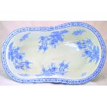 BIDET BOWL. 17.5ins across, blue & white floral design to interior (fuchsia) B.W.M & C Fuchsia