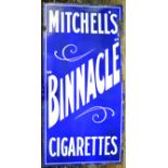 MITCHELLS CIGARETTES ENAMEL SIGN. 36 by 18ins, MITCHELLS/ BINNACLE/ CIGARETTES white lettering on
