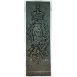 WILLIAM IV CAST IRON PIECE. 21 by 7ins, heavy cast piece crown & garland with WR IV to centre B.O