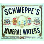 SCHWEPPES MULTICOLOURED TIN SIGN C. 1870. 31 by 26ins, SCHWEPPES/ MINERAL WATERS in black &