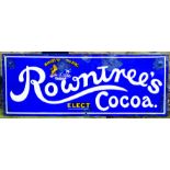 ROWNTREES COCOA ENAMEL SIGN. 24 by 9ins, ROWNTREES / ELECT/ COCOA white & yellow lettering on dark