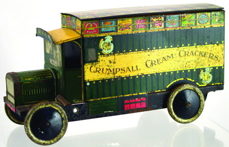 C.W.S. BISCUIT WORKS TIN PLATE LORRY. 9.5 by 4.75ins, CRUMPSALL CREAM CRACKERS to sides C.W.S./