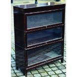 GLOBE WERNICKE 3 TIER BOOKCASE. 44.5ins tall, 34ins long, 12ins deep, wooden 3 tier stacking