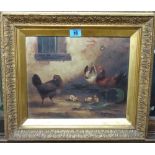 English School (late 19th century), Poultry in a yard, oil on canvas.