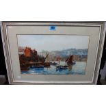 Will Berkeley (20th century), The Fish Quay, Whitby, watercolour, signed and inscribed.