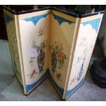 A small 20th century Oriental four fold screen.