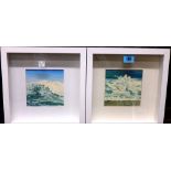 J. Olenyik (contemporary), Breakers, acrylic on board, one signed, the other signed on mount.