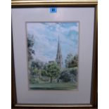 Peter Iden (b.1945), Chichester Cathedral, watercolour, signed.