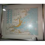 The Thames Estuary - large silver framed map.