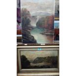 English School (late 19th century), River landscapes, two, oil on canvas, one unframed.