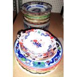 A quantity of 19th century dinner plates, including Spode, Wedgwood and sundry.