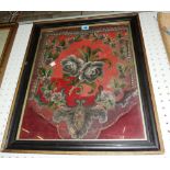 A 19th century bead work picture in an ebonised frame.