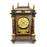 An ormolu mounted brass and pewter inlaid boulle work mantel clock, late 19th century,