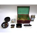 A quantity of collectables, including; a brass cased carriage clock, a Dunhill silver lighter,