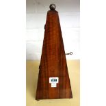 A Victorian rosewood metronome, with gilt metal spherical finial and square tapering body,