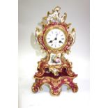 A French porcelain mantel clock, late 19th century,